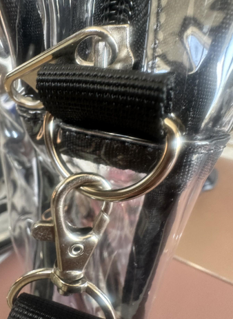 Stadium Clear Purse with Upcycled Designer Patch - Que Sera Bracelets - Sing Along While Shopping Que Sera Sera...