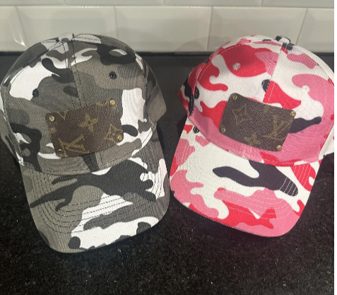 Luxury Upcycled Designer Patch Camo Hat - Que Sera Bracelets - Sing Along While Shopping Que Sera Sera...