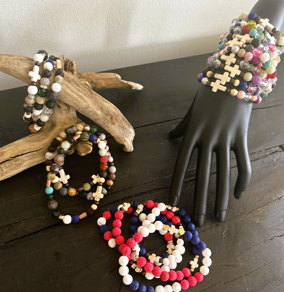 Que Sera Cross Bracelet - Beaded Cross Bracelet | As Featured on First Gen Sister's Pour cast -Queserasera - Que Sera Bracelets - Sing Along While Shopping Que Sera Sera...