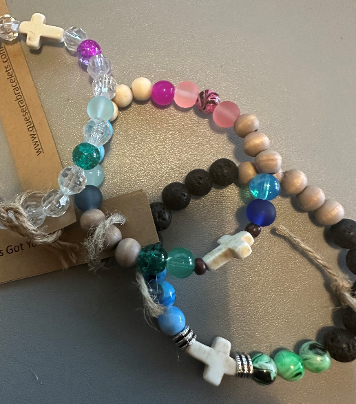Que Sera Cross Bracelet - Beaded Cross Bracelet | As Featured on First Gen Sister's Pour cast -Queserasera - Que Sera Bracelets - Sing Along While Shopping Que Sera Sera...