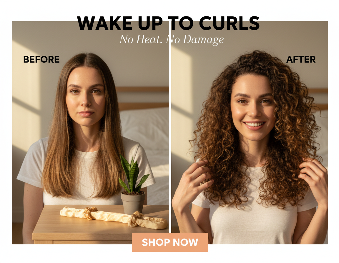 Heatless Hair Curler Set - Overnight Satin Curls with Wide-Tooth Comb - Que Sera Bracelets - Sing Along While Shopping Que Sera Sera...