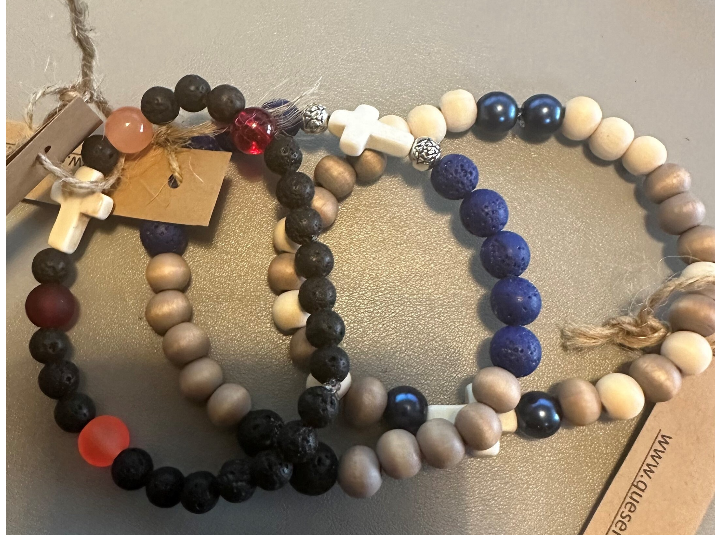 Men's Que  Sera Cross Bracelet - Beaded Bracelet | As Featured on First Gen Sister's Pour cast- queserasera - Que Sera Bracelets - Sing Along While Shopping Que Sera Sera...