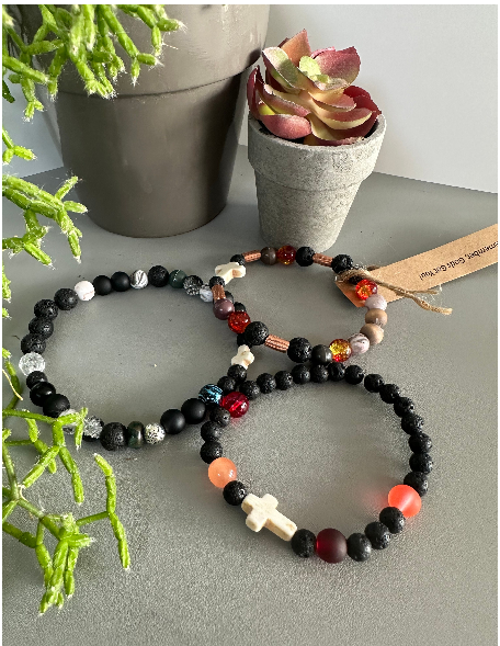 Men's Que  Sera Cross Bracelet - Beaded Bracelet | As Featured on First Gen Sister's Pour cast- queserasera - Que Sera Bracelets - Sing Along While Shopping Que Sera Sera...