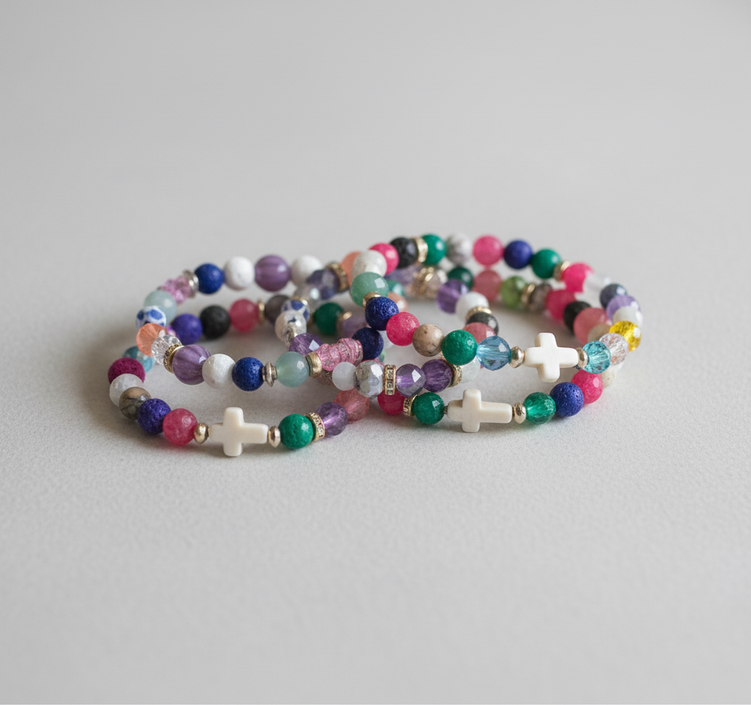 Multicolored Beaded Cross Bracelets Banner