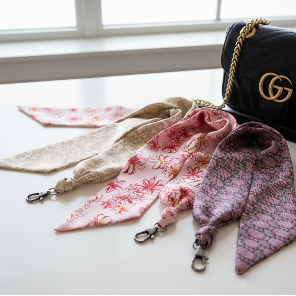 Silky Scarf Keychain with Small Hardware Banner