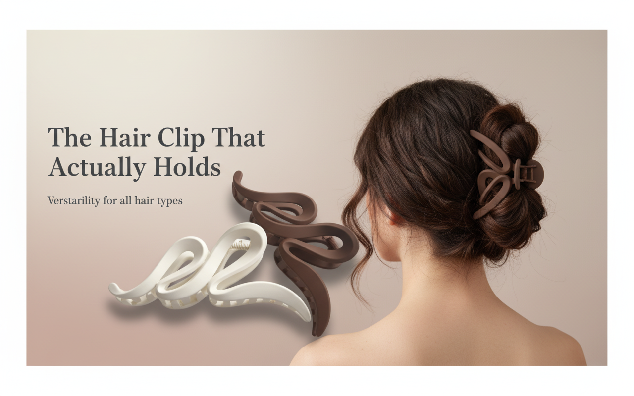 Wavy Hair Claw Clip Banner with Product Images